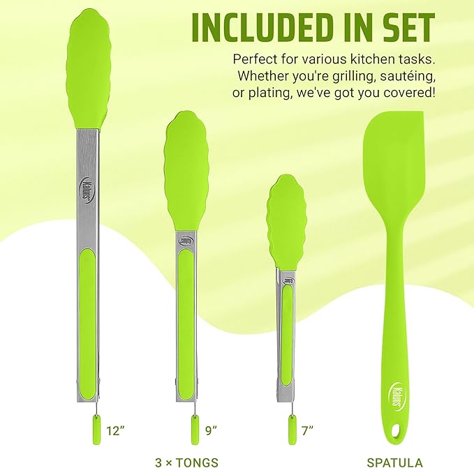 Kaluns Kitchen Tongs for Cooking Grilling Set of 4, BBQ Grill Tongs - Image 2