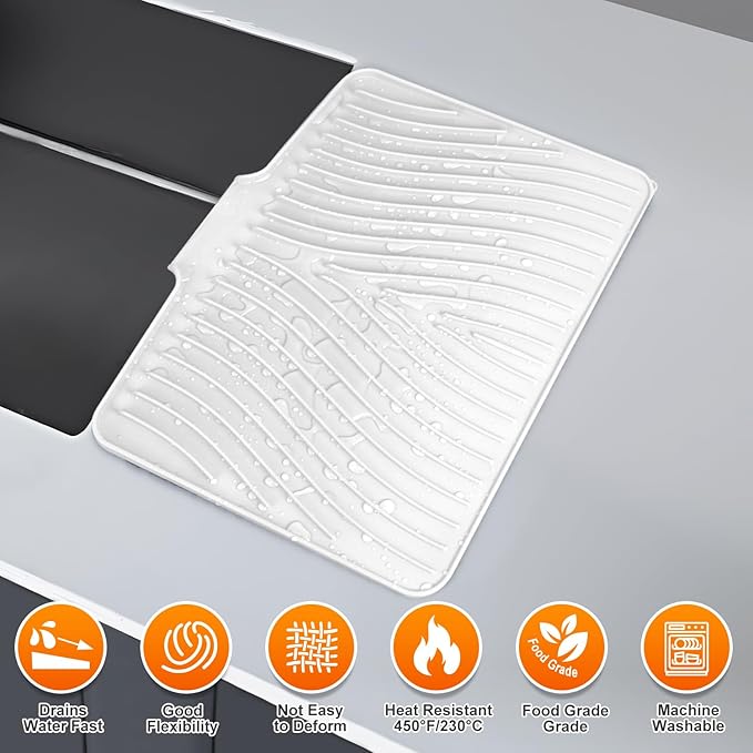 Silicone Dish Drying Mat for Kitchen Counter, Dish Drying Pad, Non-Slip Drain - Image 5