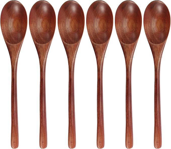 Wooden Spoons, 6 Pieces 9 Inch Wood Soup Spoons by ADLORYEA
