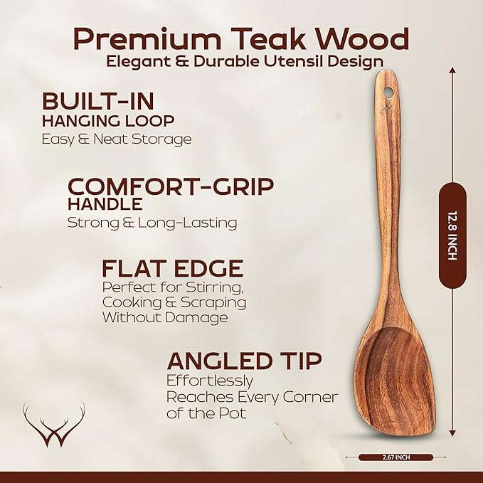 CORNER Teak Wooden Spoon for Cooking - Image 3
