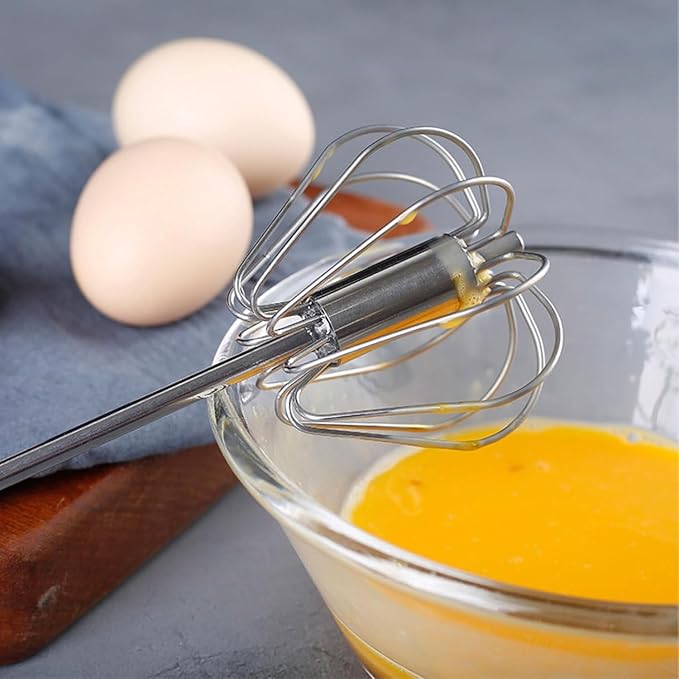 Semi-automatic Whisk, Stainless Steel Egg Beater, Versatile Milk Frother - Image 7