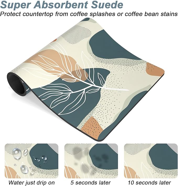 Rnivvi Coffee Mat, Hide Stain Rubber Backed Absorbent Dish Drying Pad - Image 3
