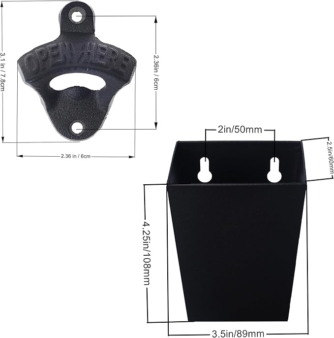 Satin Black Cast Iron Bottle Opener Wall Mounted - Image 5