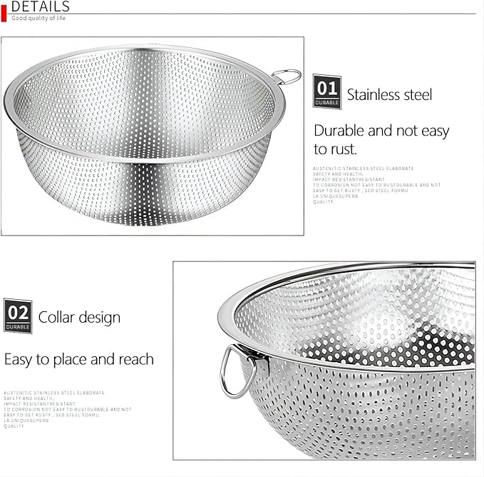 GREATLINK Stainless Steel Colander and Fine Mesh Strainer - Image 6