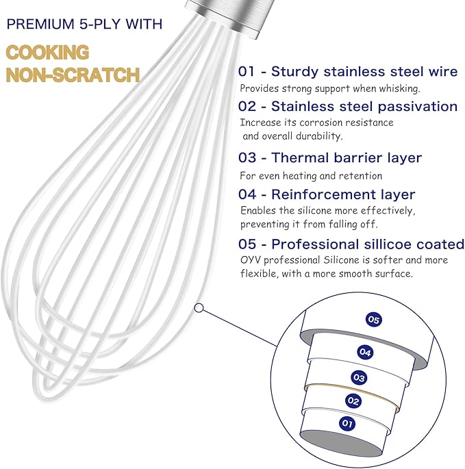 OYV White Silicone Whisk, Professional Whisks - Image 3