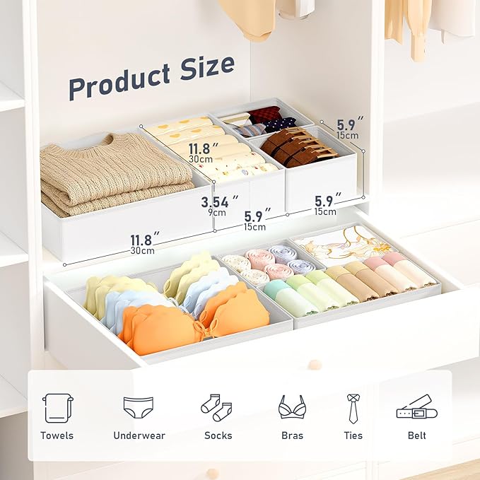 DIMJ Drawer Organizer Clothes, Foldable Closet Organizers and Storage, Fabric - Image 2