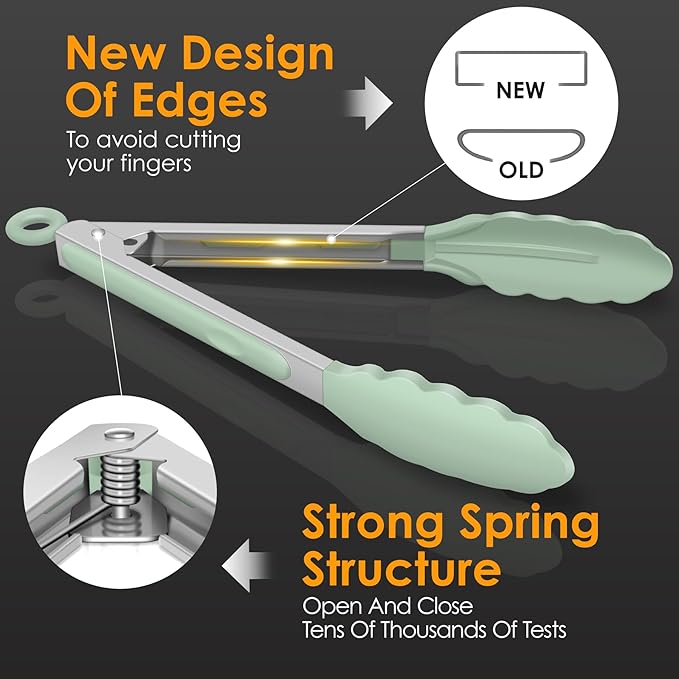 HOTEC Premium Stainless Steel Locking Kitchen Tongs - Image 5