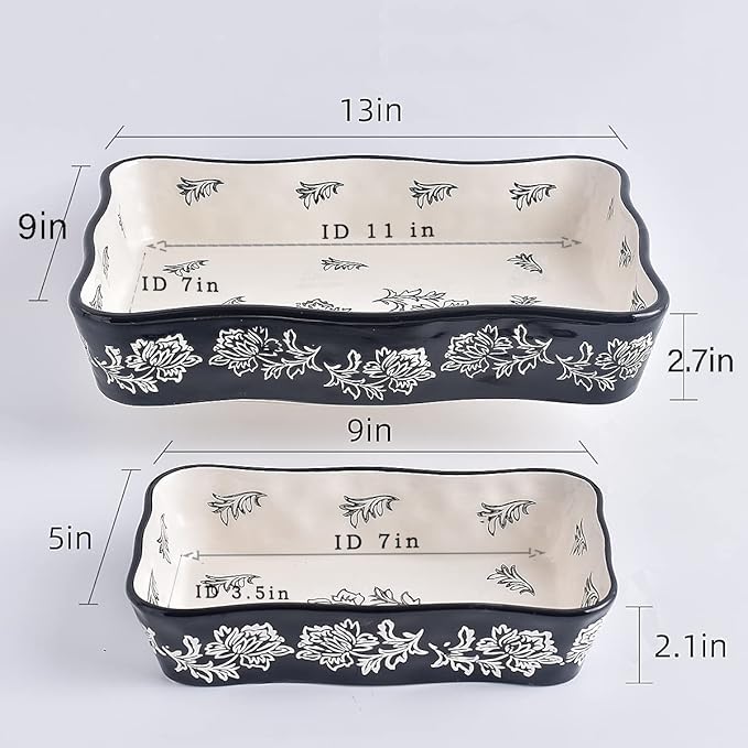 Wisenvoy Baking Dish Casserole Dish Ceramic Lasagna Pan 2-Pcs Bakeware Sets - Image 3
