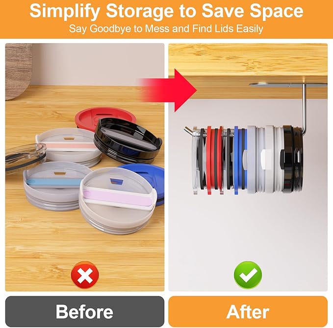4 Pack Tumbler Lid Organizer, Space Saving Cup Lid Organizer - Image 5