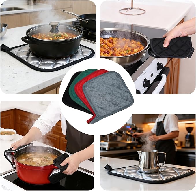 4 Pack Pot Holders for Kitchen Clearance Oven Potholders Sets for Kitchens Hot - Image 6
