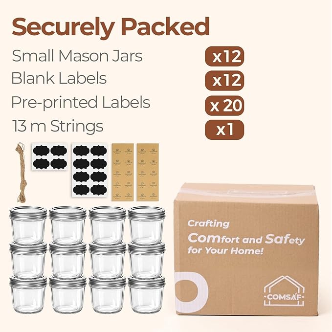 ComSaf 8 oz Wide Mouth Mason Jars, and Crafters Creating DIY Candles and Party - Image 8