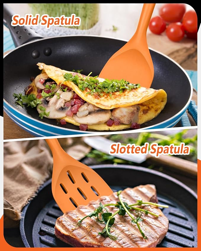 Pack of 2 Silicone Spatula, Non Stick Cooking Utensil Set, Wooden Handle - Image 5