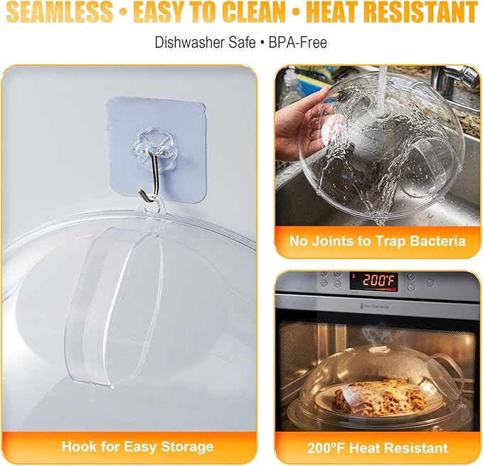 Microwave Splatter Cover for Food 12", Large Clear Microwave Splash Guard - Image 7