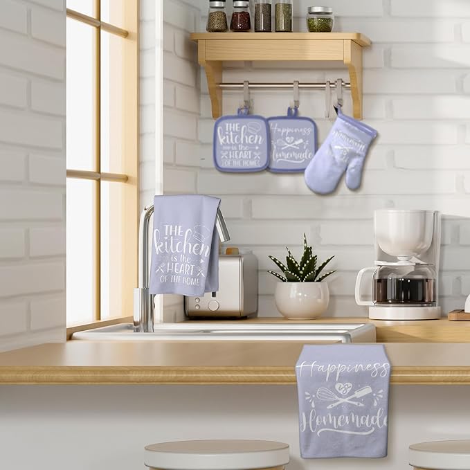 Sratte 6 Pcs Kitchen Decor Accessories Set Farmhouse Towels Pot Holders Oven - Image 7