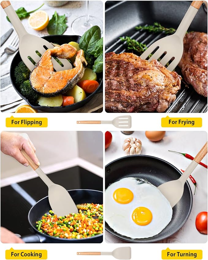 Pack of 2 Silicone Cooking Spatula, Heat Resistant Solid Turner, Non Stick - Image 4