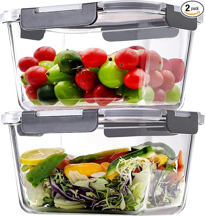2 Pack Large Glass Storage Containers by Unknown