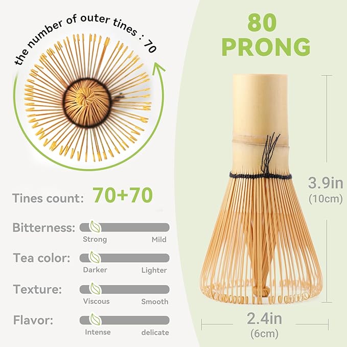 Bamboo Matcha Whisk 80/100/120 Prong, Traditional Japanese Chasen Matcha - Image 4