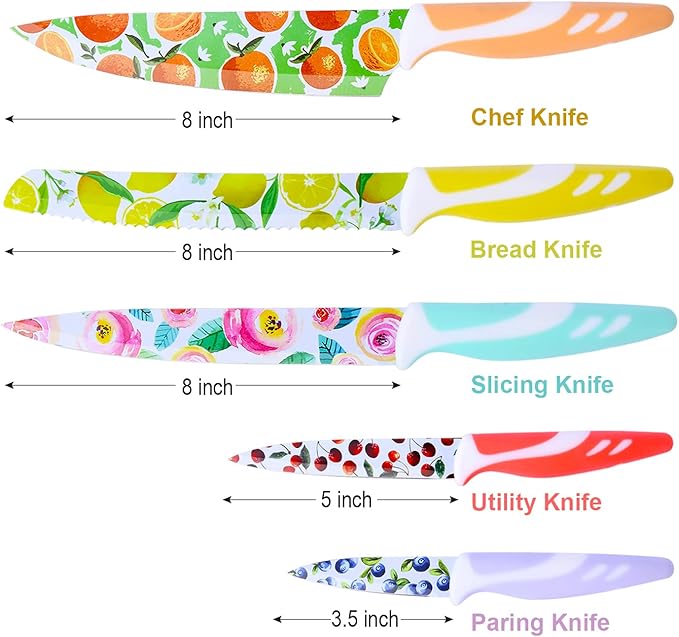 UPTRUST 10-piece Stainless Steel Kitchen Knife Set, Nonstick Coated - Image 6