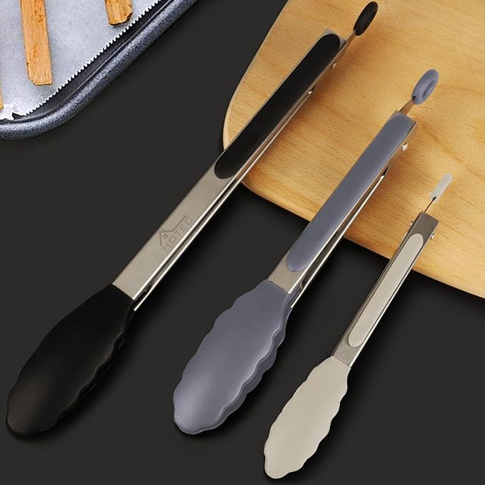 HOTEC Premium Stainless Steel Locking Kitchen Tongs - Image 6
