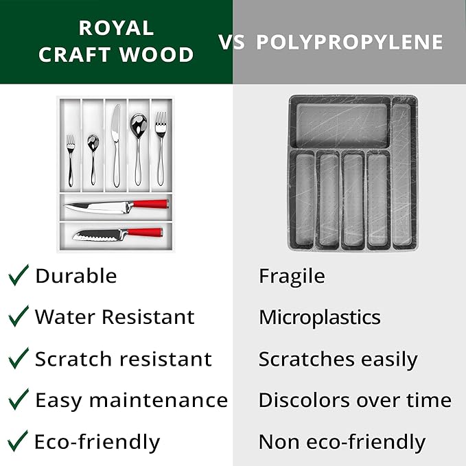 ROYAL CRAFT WOOD Luxury Bamboo Kitchen Drawer Organizer - Image 9