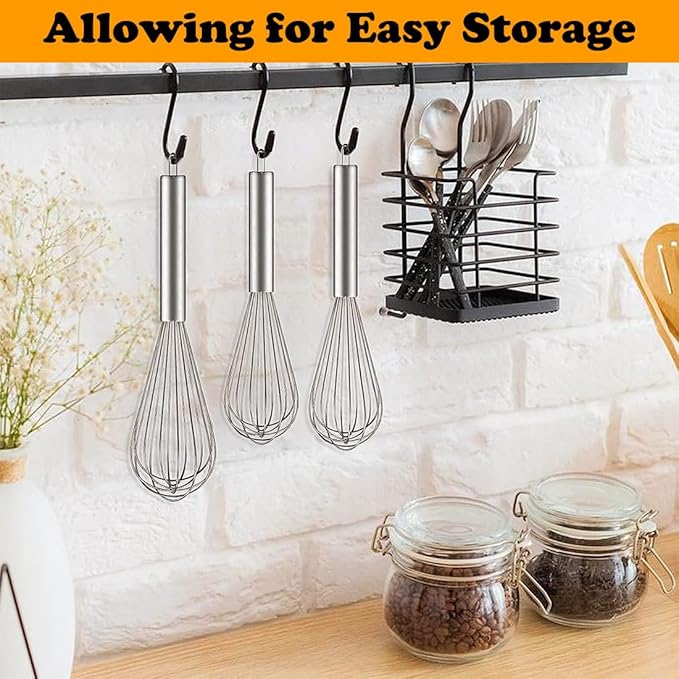 Polly Online Stainless Steel Whisk Set, 3 Packs Balloon Whisk - Image 5