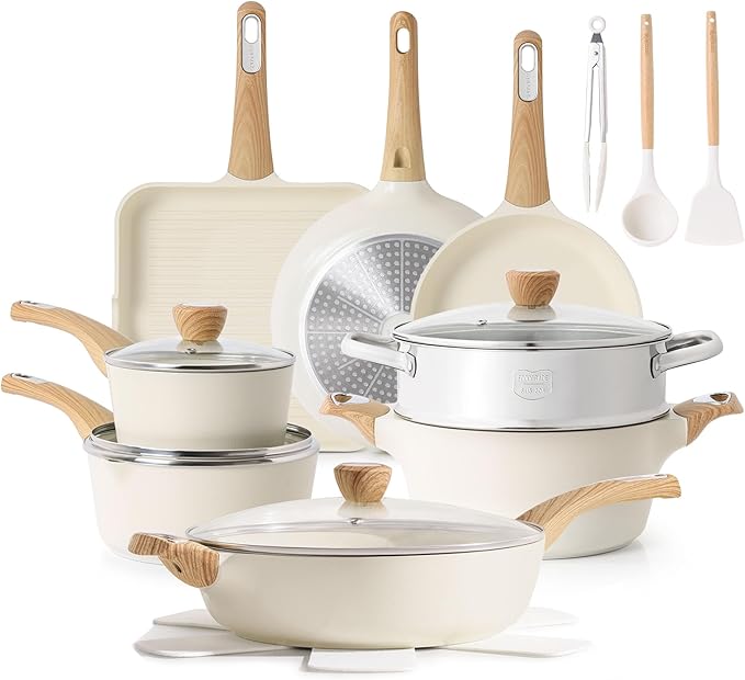 SENSARTE Ceramic Cookware Sets, Pots and Pans Set Nonstick, 20-Piece Induction by SENSARTE