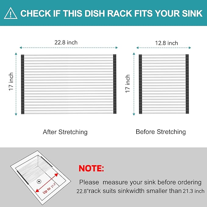 BBXTYLY Extra Large Expandable Roll Up Dish Drying Rack, Over The Sink Drying - Image 2