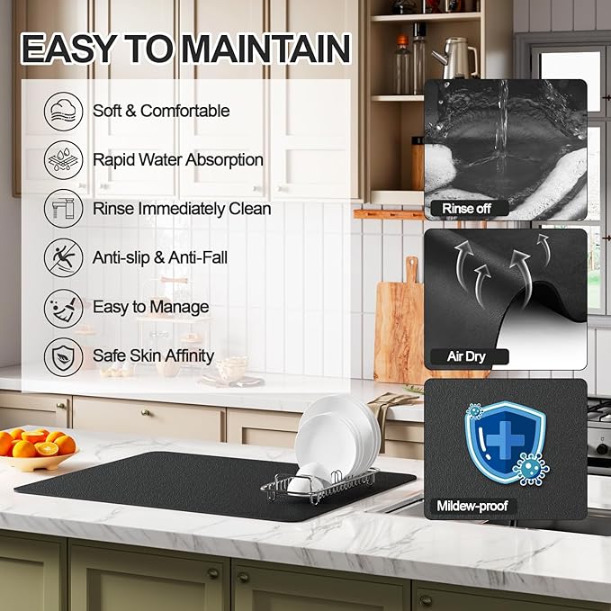 Ecotrim - Dish Drying Mat for Kitchen Counter | Coffee Bar Mat for Countertops - Image 3