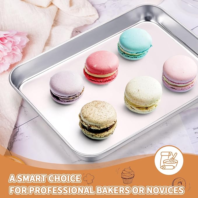 Stainless Steel Baking Sheet Set of 2, Deedro Cookie Sheet Metal Baking Pan - Image 6