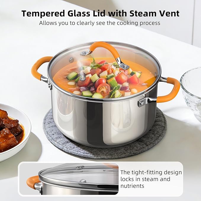 Ciwete Stainless Steel Stock Pot, 11 Quart Soup Pot - Image 4