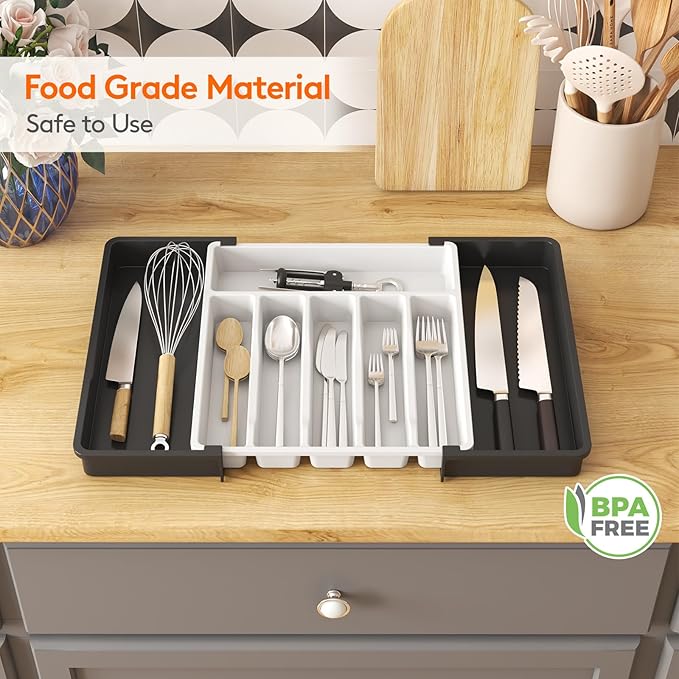 Lifewit Silverware Drawer Organizer, Expandable Utensil Tray - Image 7