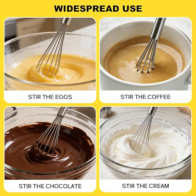 NileHome Mini Whisks Stainless Steel Whisk 11" Kitchen Small Wisk Balloon Wire - Image 6
