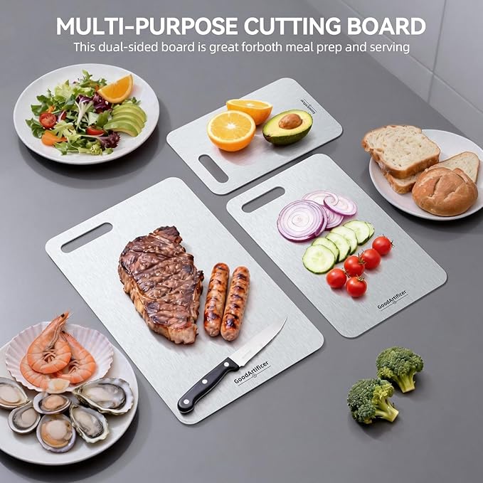 Titanium Cutting Boards, 100% Pure Titanium Kitchen Cutting Board, Double-Sided - Image 3