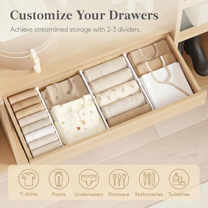 Lifewit Drawer Dividers for Clothes, 3.2" Tall 10.5"-16.5" Expandable Dresser - Image 8