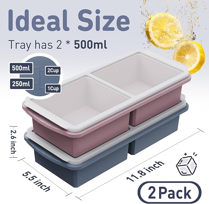 Silicone Freezer Tray with Lid Soup Freezer Container Molds with Steel - Image 2