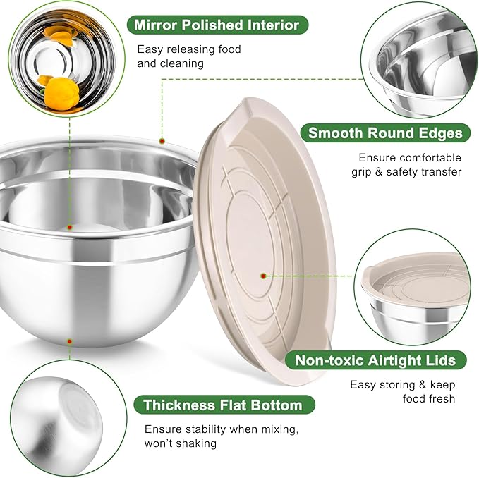 TeamFar Mixing Bowls with Airtight Lids, - Image 4