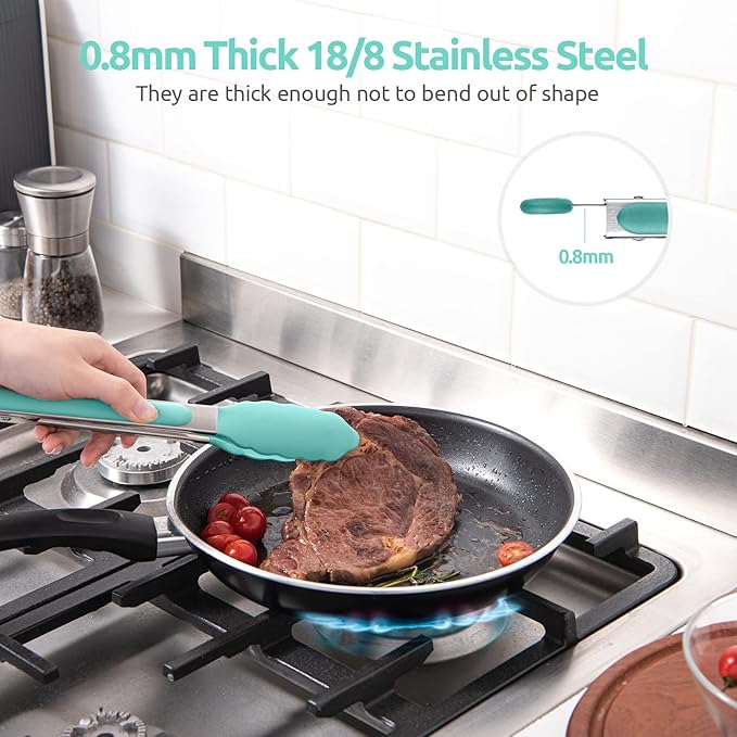 600ºF Heat Resistant Kitchen Tongs: U-Taste 9 inch Silicone Cooking Tong - Image 5