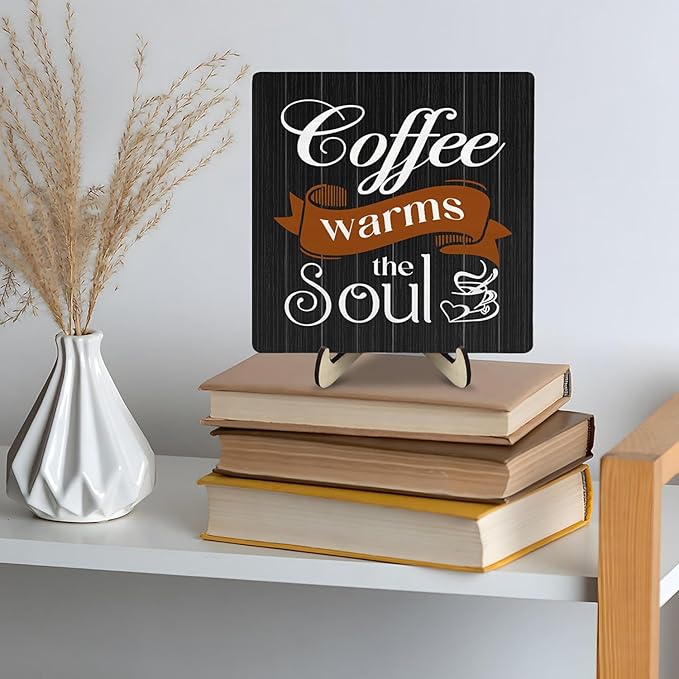 Coffee Bar Sign Plaque Decor, Coffee Bar Accessories, Rustic Wooden Tabletop - Image 8