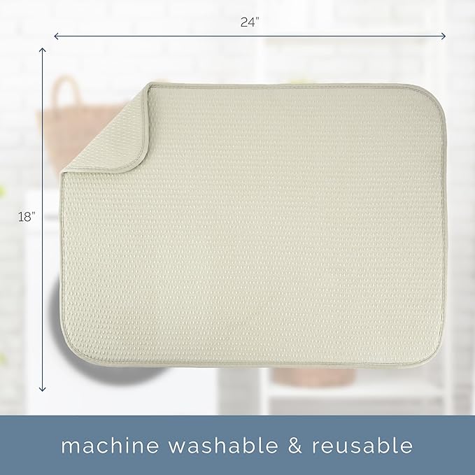 S&T INC. Dish Drying Mat XL, 18” x 24”, Absorbent Microfiber Kitchen Counter Mat - Image 7