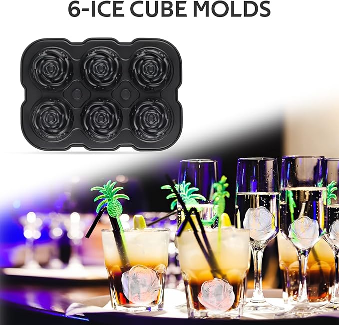 Ice Cube Tray, Mikiwon 2 inch Rose Ice Cube Trays - Image 4