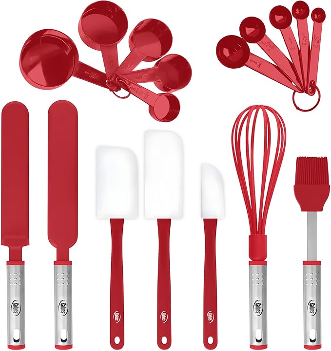 Silicone Spatula Set, 17 Piece Baking Utensils, Nylon and Stainless Steel by Kaluns%C2%AE