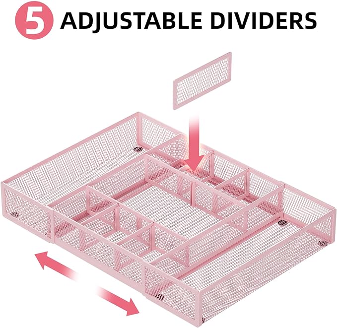 Marbrasse Expandable Desk Drawer Organizer, Mesh Tray - Image 3