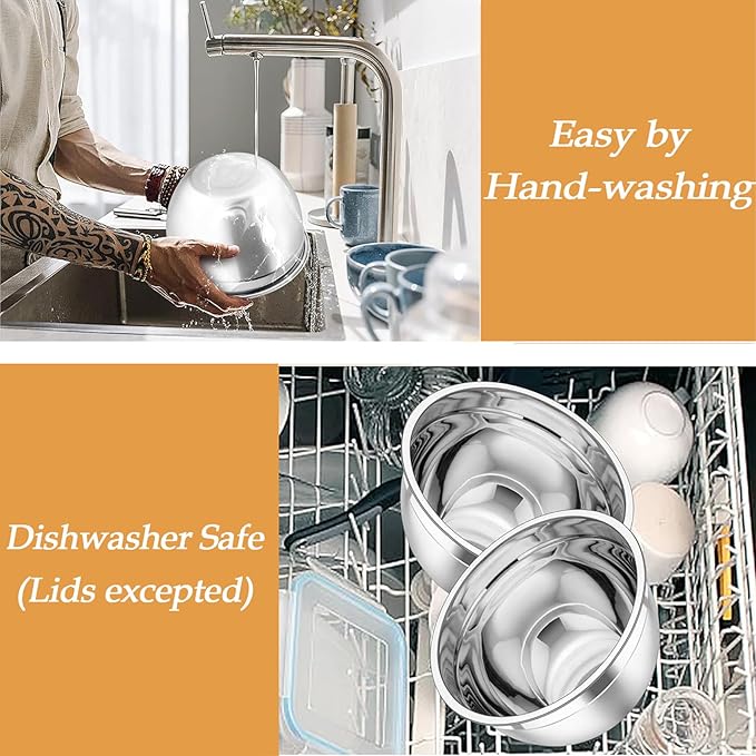 TeamFar Mixing Bowls, Stainless Steel Nesting Salad Bowls - Image 5