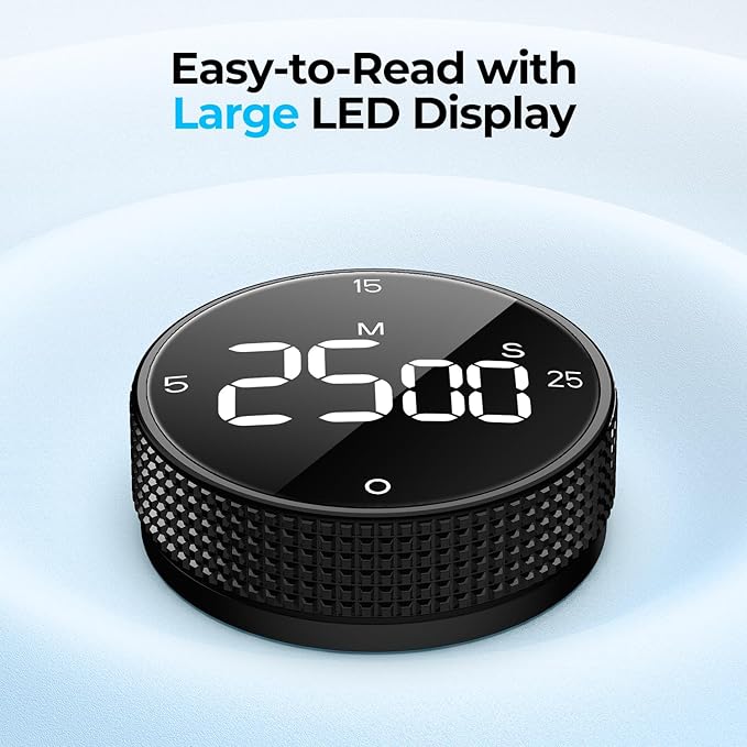 Digital Kitchen Timer, Large Display Magnetic Countdown Countup Timer, 3 Preset - Image 3
