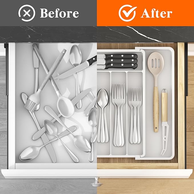 Lifewit Silverware Drawer Organizer, Expandable Utensil Tray - Image 5