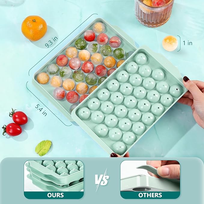 Optish Ice Cube Tray with Lid and Bin, 3 Pack Ice Trays - Image 2
