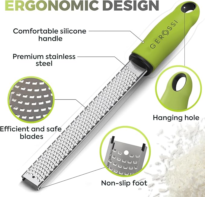 Stainless Steel Cheese Grater & Lemon Zester w/Extra Sharp Blade - Image 4