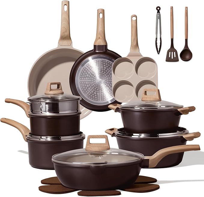 CAROTE 21 PCS Ceramic Cookware Set, Pots and Pans Set Non Stick, Pot and Pan Set by CAROTE