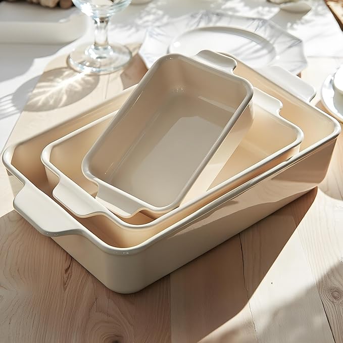 Kook Ceramic Bakeware Set, Rectangular Baking Dishes, - Image 3
