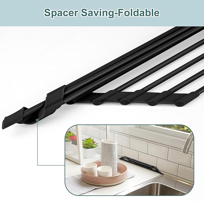 MERRYBOX Triangle Roll Up Dish Drying Rack Over The Sink, 2025 Anti-Rust Sink - Image 8